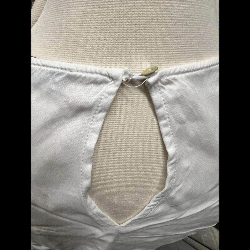 Zara White Satin Silk Style Tunic SIZE Lg Bell Sleeve - Picture 6 of 8